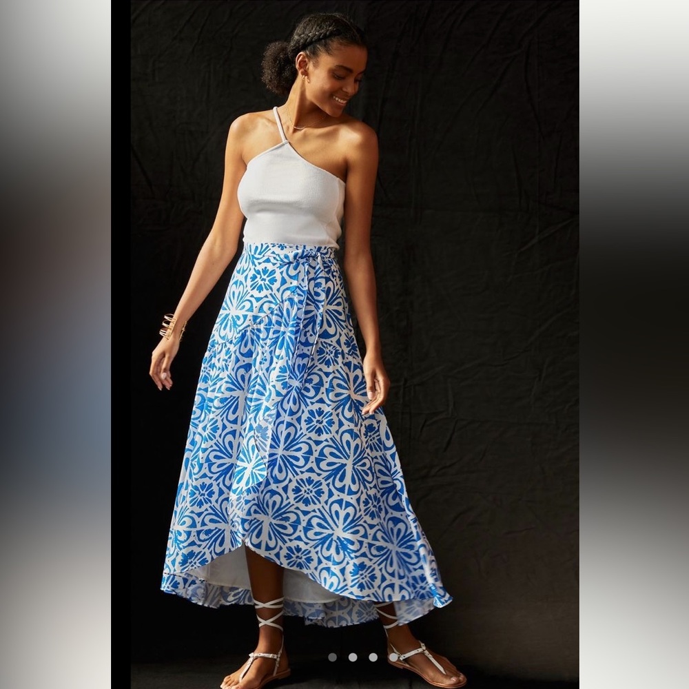 Hutch Blue & White Floral Wrap Maxi Skirt
